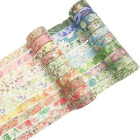 img 4 attached to 🌸 VIVIQUEN Flower Washi Tape Set - 20 Rolls of 15mm Floral and Botanical Washi Tape for Journaling, Crafts, Scrapbooking, Planners, and Gift Wrapping