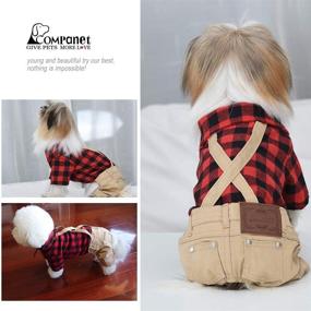 img 2 attached to 🐶 Companet Dog Overalls: Stylish Pet Outfit with Ombre Black/Red Plaid Top and Beige Jeans Pants for Small Dogs