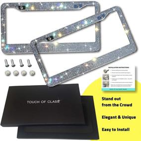 img 3 attached to 💎 Diamond Cut Rhinestone License Plate Frame Set: Glamorous Bling Touch License Plate Frame for Women - Stylish & Shimmering Bedazzled Stainless Steel Car Plate Frames - Crystal Car Accessories, 2 Pack