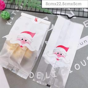 img 2 attached to 🎄 100шт Рождественские пакеты для угощений: Cellophane Cookie & Candy Bags от Fashionclubs с самоклеящимися наклейками для запечатывания