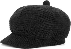 img 2 attached to 🧣 Warm and Stylish: Muryobao Women's Slouchy Cable Knit Beanie Skull Hat with Visor for Winter