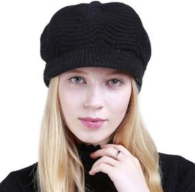 img 3 attached to 🧣 Warm and Stylish: Muryobao Women's Slouchy Cable Knit Beanie Skull Hat with Visor for Winter