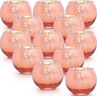 exquisite set of 12 lamorgift rose gold votive candle holders: 🕯️ stunning mercury glass tea light holders for elegant home decor, weddings & parties logo