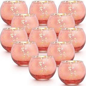 img 4 attached to Exquisite Set of 12 Lamorgift Rose Gold Votive Candle Holders: 🕯️ Stunning Mercury Glass Tea Light Holders for Elegant Home Decor, Weddings & Parties
