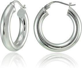 img 2 attached to 💎 Shimmer & Shine with Hoops Loops Sterling Polished Earrings: Stunning Jewelry for Girls' Ears