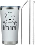 20oz travel coffee mug /tumbler - fetch these funny gifts for dog lovers - unique gift idea for dog lovers, dad, mom, men, women, owners logo