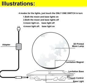 img 3 attached to 🌕 VGAzer Magnetic Levitating Moon Lamp Night Light: Floating & Spinning Freely, Gradually Changing LED Lights, Perfect Home and Office Décor, Unique Holiday Gift and Night Light!