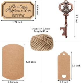 img 3 attached to 🗝️ Antique Copper Skeleton Key Bottle Openers Wedding Favor Set with Pillow Shape Candy Box and Escort Tag Card – 100 Sets