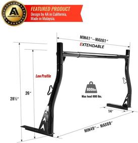 img 3 attached to 🚚 AA-Racks Model X33 Low-Profile Pickup Truck Ladder Racks – Matte Black with C-Clamps – 8 Bar Set