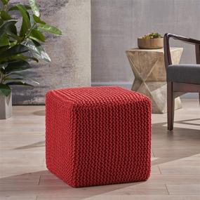 img 3 attached to 🪑 Gray and Red Christopher Knight Home Scott Knitted Foot Stool