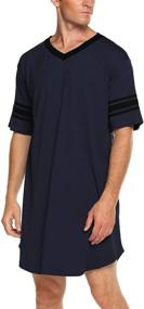 img 3 attached to 👕 Grey Men's Cotton Nightshirt by Ekouaer - Comfortable Nightwear