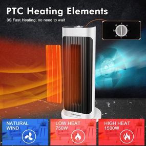 img 2 attached to 🔥 Efficient Tower Space Heaters: 1500W/750W Ceramic Electric Heater for Indoor Use with Thermostat, Safety Features, Widespread Oscillation & 200 Sq Ft Heat Coverage - Ideal for Office Room Desk