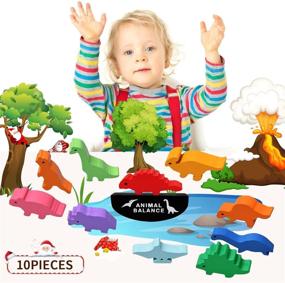 img 2 attached to 🦕 Wooden Stacking Dinosaur Toys: Perfect Gifts for 3-5 Year Old Boys & Girls, Montessori Toddler Learning Toys for 2-6 Year Olds! Ideal for Christmas & Birthday Presents