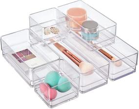 img 4 attached to Organize Your Vanity and Desk with STORi Clear Plastic Drawer Organizers - 6 Piece Set!