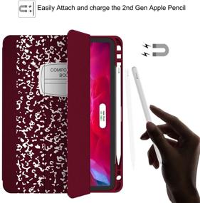 img 1 attached to 📱 Soke New iPad Pro 11 Case with Pencil Holder - Full Body Protection + Apple Pencil Charging + Auto Wake/Sleep - Soft TPU Back Cover for 2020 iPad Pro 11 inch(Book Wine)