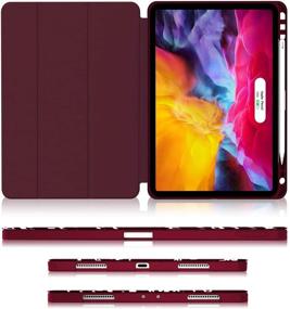 img 2 attached to 📱 Soke New iPad Pro 11 Case with Pencil Holder - Full Body Protection + Apple Pencil Charging + Auto Wake/Sleep - Soft TPU Back Cover for 2020 iPad Pro 11 inch(Book Wine)