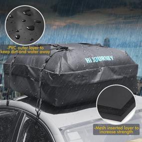 img 3 attached to rabbitgoo Rooftop Cargo Carrier: Waterproof Car Roof Top Bag, Heavy Duty Straps, Large 15 Cubic Feet Capacity