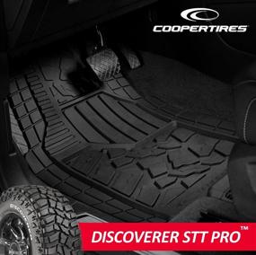 img 3 attached to Резиновый коврик для машин с рисунком протектора шины Cooper Tires Discoverer STT Pro, 4 штуки, универсальный размер для автомобилей, грузовиков, внедорожников и фургонов (черный)