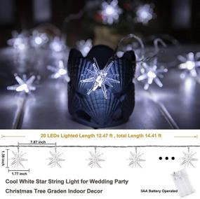 img 3 attached to 🌟 Starry Splendor: 20 Cool White LED Star String Lights for Bedroom, Christmas Decorations, Weddings, and More!