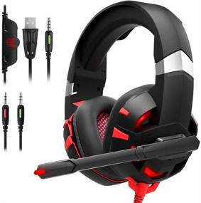 img 4 attached to 🎮 Experience Immersive Gaming with DIOWING Gaming Headset: 7.1 Surround Sound, Noise Cancelling Mic, LED Light - Xbox One, PS4, PC Compatible (Red)