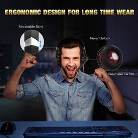 img 2 attached to 🎮 Experience Immersive Gaming with DIOWING Gaming Headset: 7.1 Surround Sound, Noise Cancelling Mic, LED Light - Xbox One, PS4, PC Compatible (Red)