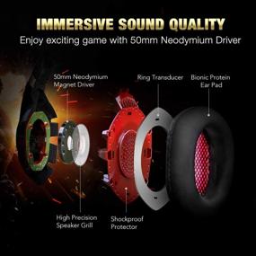 img 3 attached to 🎮 Experience Immersive Gaming with DIOWING Gaming Headset: 7.1 Surround Sound, Noise Cancelling Mic, LED Light - Xbox One, PS4, PC Compatible (Red)