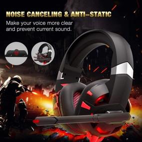 img 1 attached to 🎮 Experience Immersive Gaming with DIOWING Gaming Headset: 7.1 Surround Sound, Noise Cancelling Mic, LED Light - Xbox One, PS4, PC Compatible (Red)