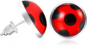 img 3 attached to 🌹 Rose Flower Stud Earrings: Exquisite Red Ladybug Design in 925 Sterling Silver