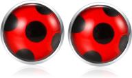 🌹 rose flower stud earrings: exquisite red ladybug design in 925 sterling silver logo