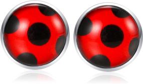 img 4 attached to 🌹 Rose Flower Stud Earrings: Exquisite Red Ladybug Design in 925 Sterling Silver