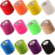 versatile 12-pack: 2” x 5 yards self adhesive elastic bandage wrap tape in 12 vibrant colors for first aid, sports, wrist, ankle логотип