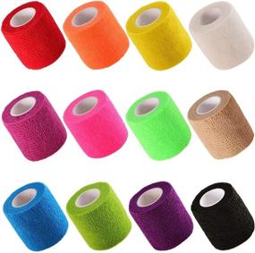 img 4 attached to Versatile 12-Pack: 2” x 5 Yards Self Adhesive Elastic Bandage Wrap Tape in 12 Vibrant Colors for First Aid, Sports, Wrist, Ankle