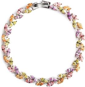 img 4 attached to 💎 Exquisite Crystal Tennis Link Bracelet: Birthstone CZ Bracelets for Elegant Women & Girls