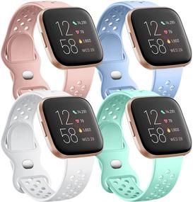 img 4 attached to 🌈 Witzon Versa / Versa Lite / Versa 2 Compatible Bands: Breathable Silicone Sport Bands for Women and Men - Small Size, Pink/White/Lilac/Mint Green