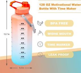 img 2 attached to 💧 128oz BPA Free Motivational Water Bottle with Time Marker, Straw, and Leakproof Design - Ideal for Fitness, Gym, School, Outdoor Sports - Ensures Adequate Daily Water Intake (Orange)