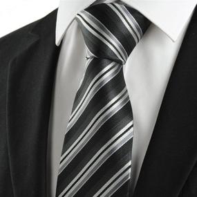img 3 attached to KissTies Mens Striped Necktie Black
