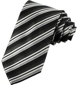 img 4 attached to KissTies Mens Striped Necktie Black