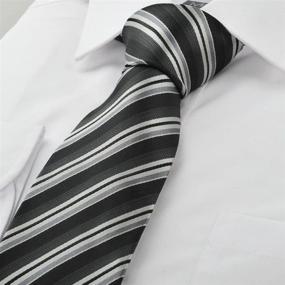 img 2 attached to KissTies Mens Striped Necktie Black