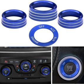 img 3 attached to 🔵 Blue Aluminum Center Console Knob & Switch Cover Set for Dodge Challenger/Charger/Chrysler 2015-2019 - Kujunpao Air Conditioner Switch Cover & Engine Start Stop Sticker (4PCS)