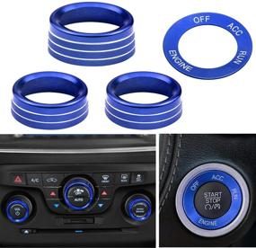 img 2 attached to 🔵 Blue Aluminum Center Console Knob & Switch Cover Set for Dodge Challenger/Charger/Chrysler 2015-2019 - Kujunpao Air Conditioner Switch Cover & Engine Start Stop Sticker (4PCS)