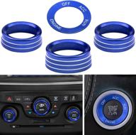 🔵 blue aluminum center console knob & switch cover set for dodge challenger/charger/chrysler 2015-2019 - kujunpao air conditioner switch cover & engine start stop sticker (4pcs) logo