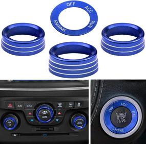 img 4 attached to 🔵 Blue Aluminum Center Console Knob & Switch Cover Set for Dodge Challenger/Charger/Chrysler 2015-2019 - Kujunpao Air Conditioner Switch Cover & Engine Start Stop Sticker (4PCS)