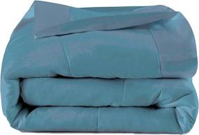img 1 attached to 🛌 Teal Twin COMFLIVE Lightweight Microfiber Quilted Blanket with Satin Trim - Alternative to Down, Squared Fashion Designs, 3M Moisture Absorption and Removal Treatment