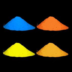 img 1 attached to 🎨 Invisible Pigment Glow In The Dark Extreme Set - 4 Colors – Self-Luminous Pigments – Neon Phosphorescent Powder - Orange, Yellow, Blue, Orange-Yellow