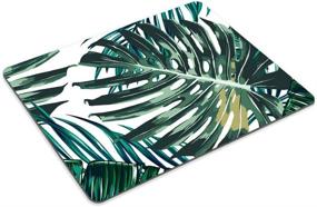 img 2 attached to 🌴Стильный коврик для мыши с пальмовым листьями и цветочным узором Smooffly: яркий зеленый тропический дизайн для офиса - мышиная подложка размером 9,5 х 7,9 дюйма с тематикой тропиков - качественный коврик для мыши.