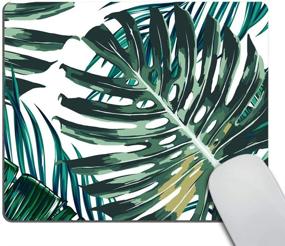 img 4 attached to 🌴Стильный коврик для мыши с пальмовым листьями и цветочным узором Smooffly: яркий зеленый тропический дизайн для офиса - мышиная подложка размером 9,5 х 7,9 дюйма с тематикой тропиков - качественный коврик для мыши.