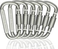 🔑 6-pack aluminum carabiner keychain clips with d ring screw for home, camping, fishing, hiking, traveling, rv, bottle логотип