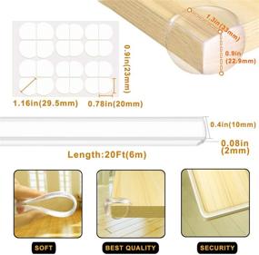 img 3 attached to 👶 Baby Edge Corner Protector - Clear Soft Silicone Bumper Strip 20ft (6m) | 8 Pack Round Child Safety Edge Guards with Pre-Taped Adhesive | Ideal for Cabinets, Tables, Furniture