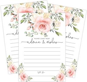 img 1 attached to Blush Floral Advice and Wishes Cards for Bride and Groom - Ideal for Bridal Showers, Baby Showers, Graduations, and Weddings | Set of 50, Size: 4x6