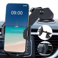 📱 universal car phone mount with strong suction and retractable long arm - ideal for big and thick phones! dashboard windshield air vent cell phone holder, compatible with all iphone and android smartphones logo